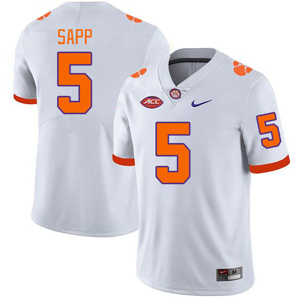 Men's Clemson Tigers Josh Sapp #5 College White NCAA Authentic Football Stitched Jersey 23TT30KM